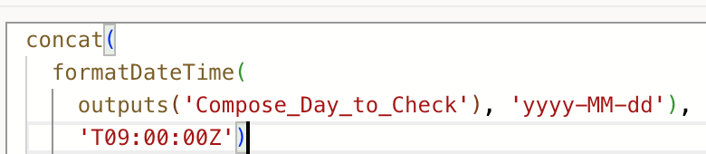 The date formatting step
